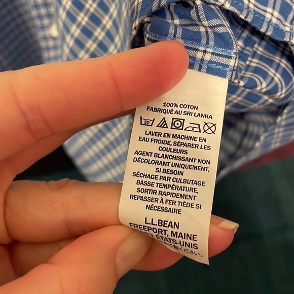 L.L. Bean men’s shirt XL button down gingham plaid check top blue long sleeve - Picture 4 of 5
